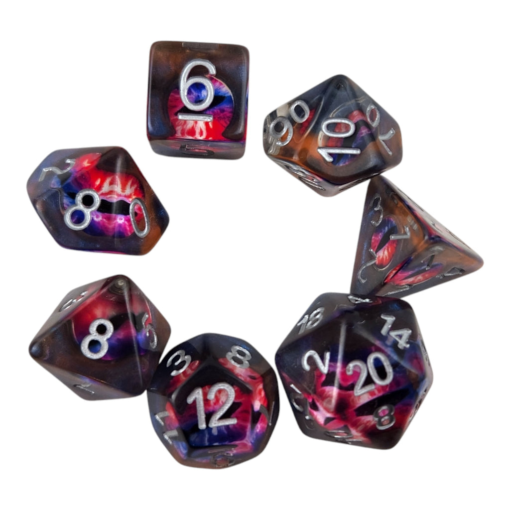 Dragon Eye Dice Set (purple/blue and bright pink)