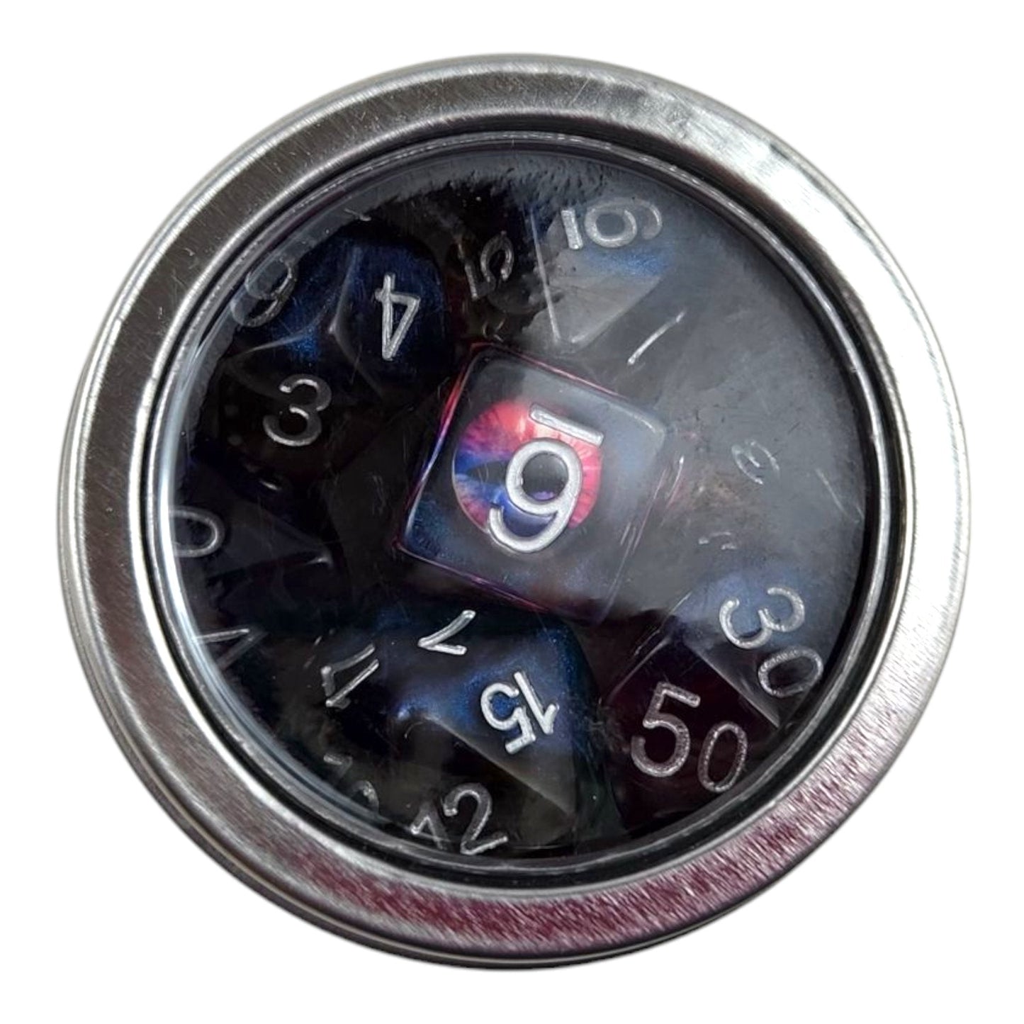 Dragon Eye Dice Set — Purple, Blue & Bright Pink