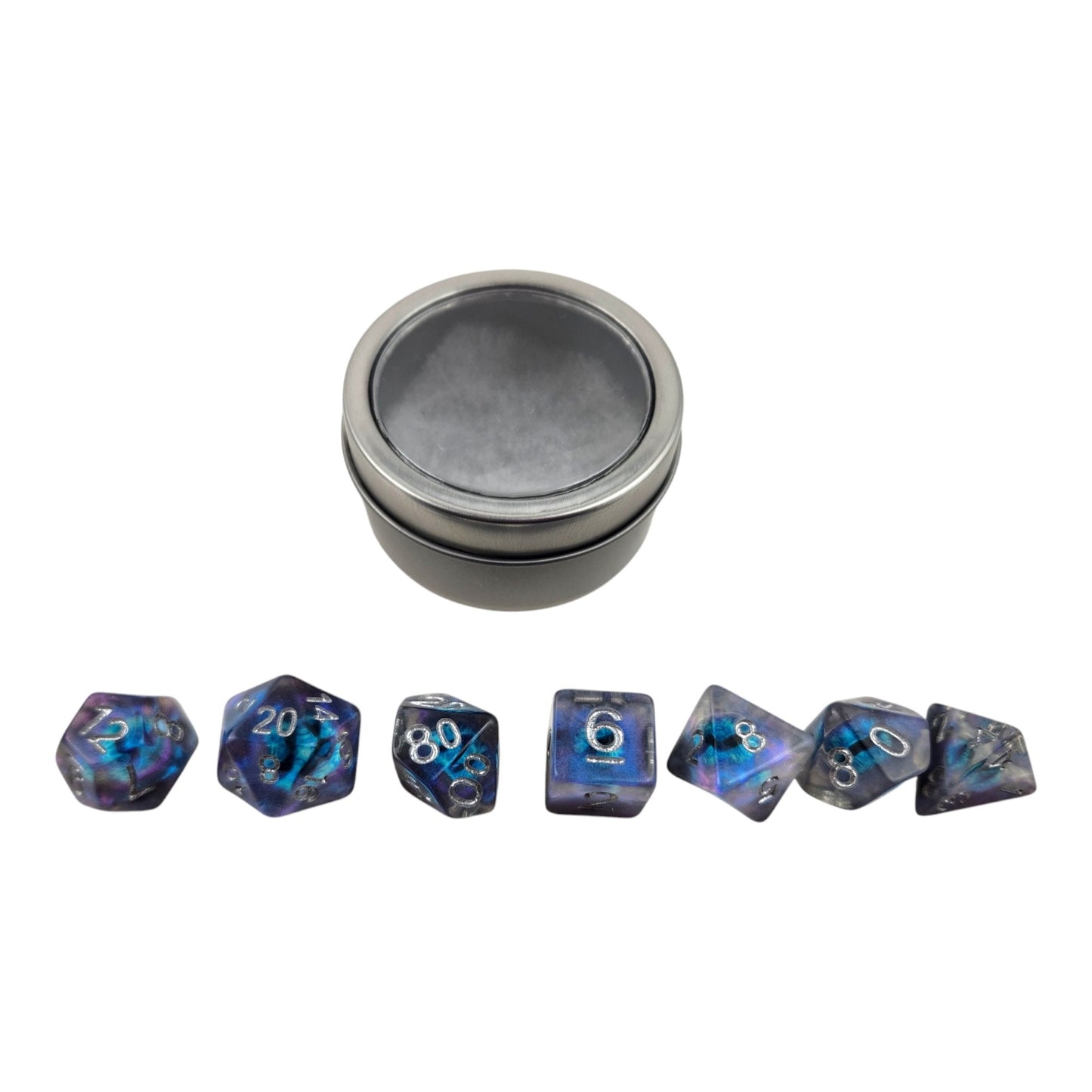 Dragon Eye Dice Set — Purple, Blue & Teal