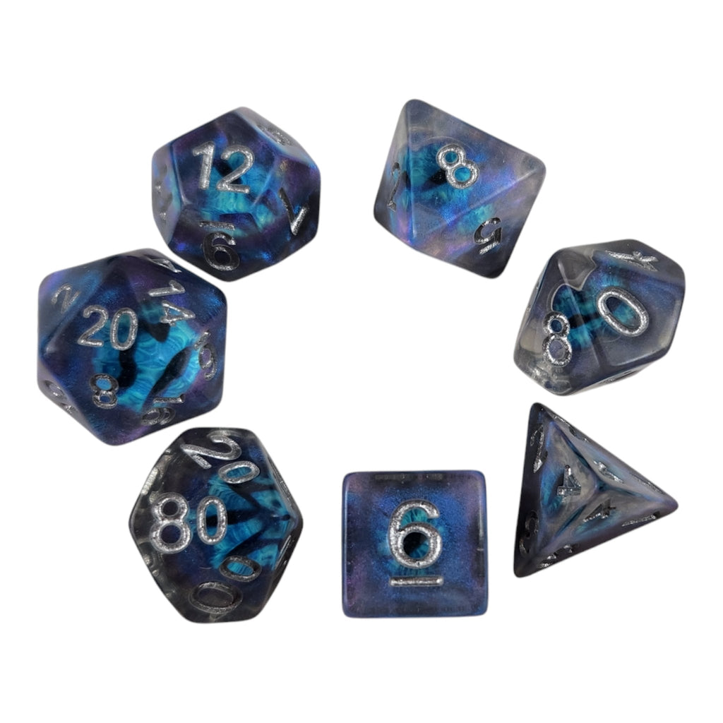 Dragon Eye Dice Set (purple/blue/teal)