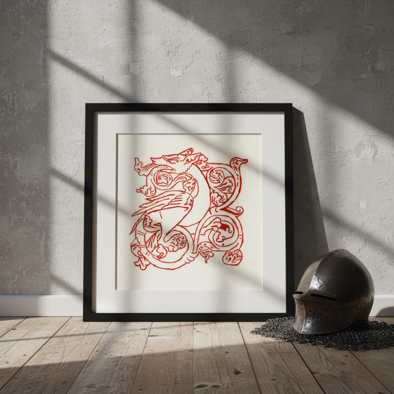 Dragon Marginalia Fine Art Print Medieval Decor