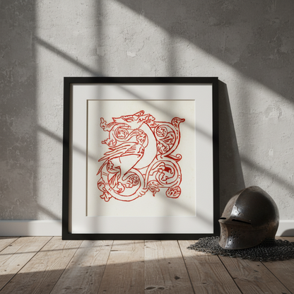 Dragon Marginalia Fine Art Print Medieval Decor