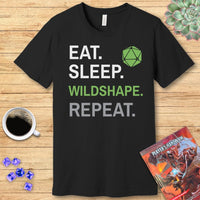 Druid Class T-Shirt – 'Eat, Sleep, Wildshape, Repeat'