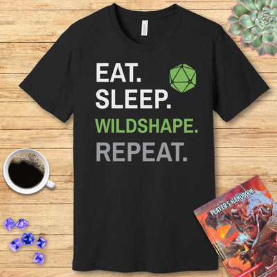 Druid Class T-Shirt – 'Eat, Sleep, Wildshape, Repeat'