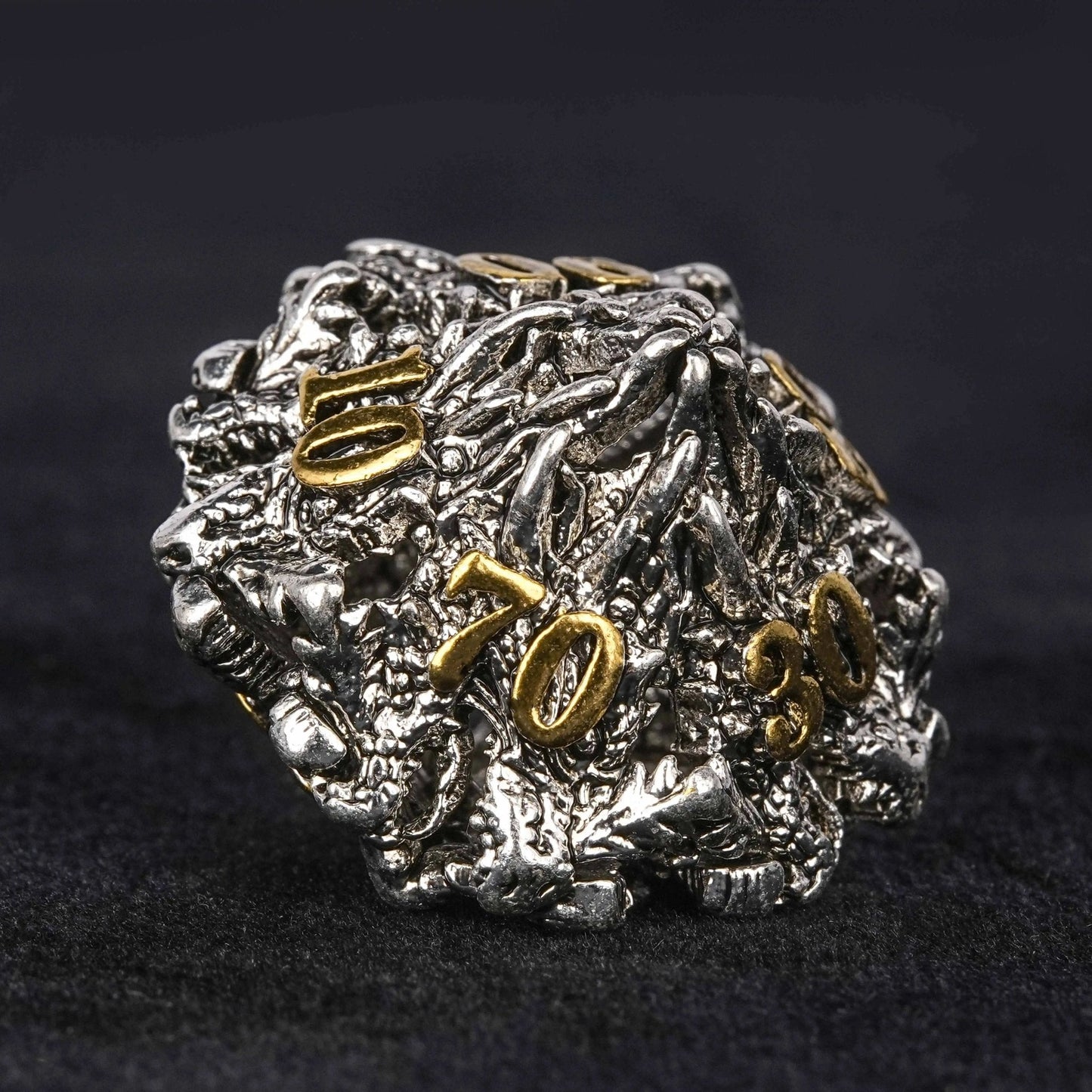 dungeons and dragons silver shaped dragon head metal hollow dice set