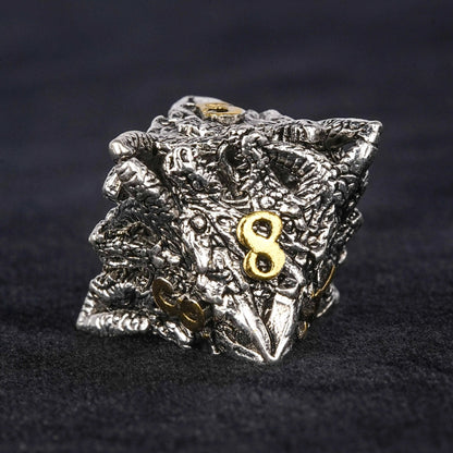 dungeons and dragons silver shaped dragon head metal hollow dice set