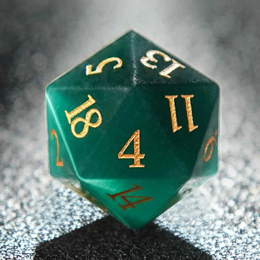 Dwarf Artisan Emerald Gemstone DND Dice Set — Natural Green Crystal 7-Piece TTRPG Dice