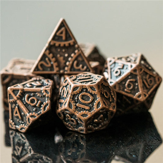 Copper Barrel Plating Vintage Color Punk Steam Metal Dice 7-Dice Udixi RPG