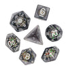 Compass Dice 7-Dice Set Clear w/ Moving Compass Inside Glitter Base Dnd