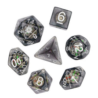 Compass Dice 7-Dice Set Clear w/ Moving Compass Inside Glitter Base Dnd