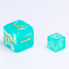 Glitter Teal 7-Dice Mini-Dice RPG Set w/Silver Numbers Miniature Dice