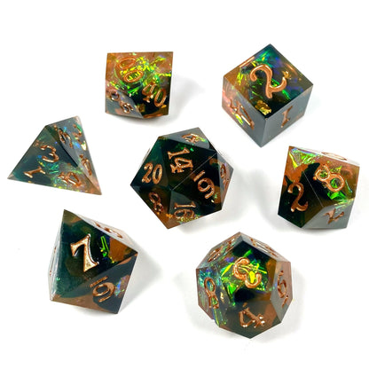 Amber Shards Sharp Edge Dice Set - Premium Resin RPG Dice