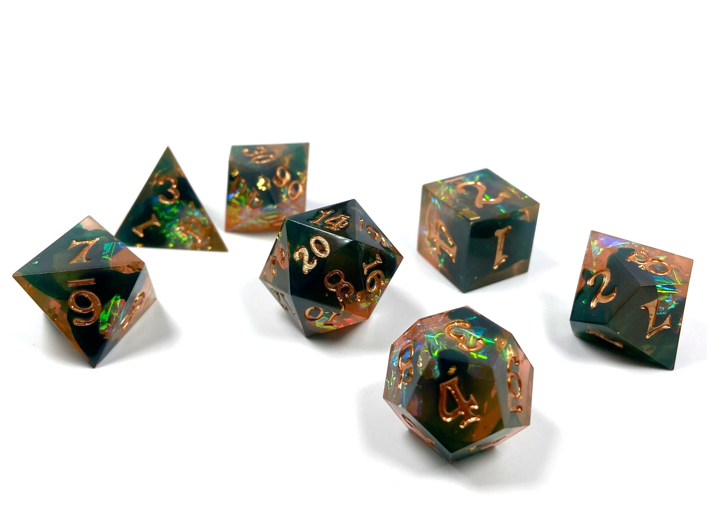 Amber Shards Sharp Edge Dice Set - Premium Resin RPG Dice