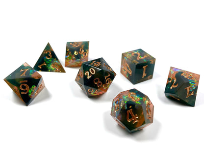 Amber Shards Sharp Edge Dice Set - Premium Resin RPG Dice