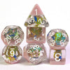 Peacock + Pink 7-Dice Set w/White Numbers Dnd Dice Set