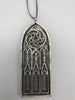 Gothic Cathedral Arch Ornament, Pewter Finish | Unique Gothic Home Decor | Resin Medieval Architecture, Gothic Ornament Holiday Decor