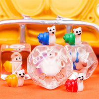 7-Color Snail Dice | Clear RPG 7-Dice Set w/ Colorful Snails Inside