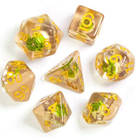 Potted Succulent 7-Dice Set w/Yellow Numbers Dnd Dice Set