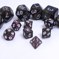 Purple Iridescent 7-Dice Mini-Dice RPG Set w/White Numbers Miniature Dice