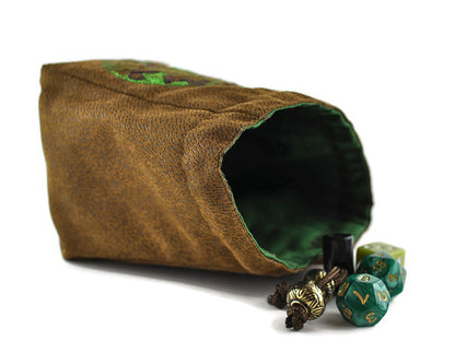 World Map Earth Dice Pouch — Vegan Leather Reversible Bag