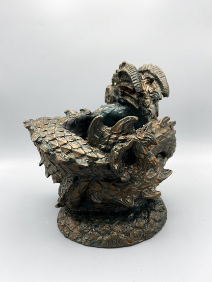 Coiled Dragon Planter, Large Version |  Unique Mythic Creature Home Decor | Resin Sculpture Snake Vase, Fantasy Art and Gothic Home Decor