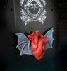 Batwing Heart Magnet, Hand Painted Resin Sculpture | Gothic Fantasy Decor | Winged Heart Magnet for Fantasy and Gothic Decor