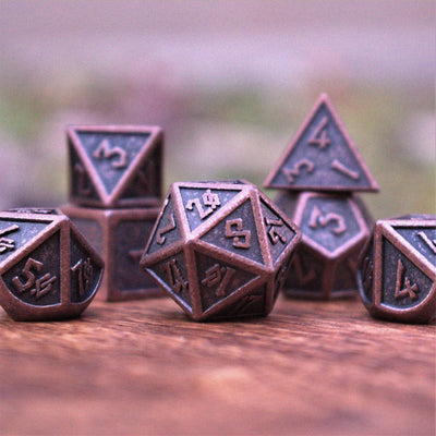 Elder Runes Battle-Worn Bronze Metal Dice Set