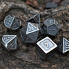 Elder Runes Battle-Worn Silver Metal Dice Set