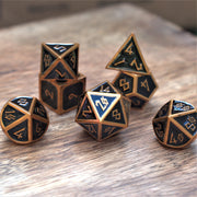 Elder Runes Copper And Black Metal Dice Set