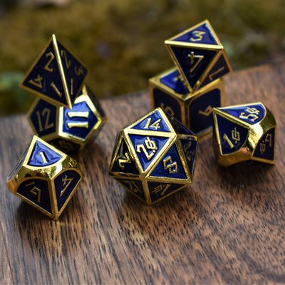 Elder Runes Royal Blue And Gold Metal Dice Set