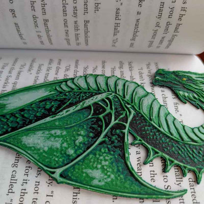 Emerald Dragon Bookmark Textured Fantasy Gift