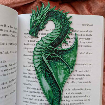 Emerald Dragon Bookmark Textured Fantasy Gift