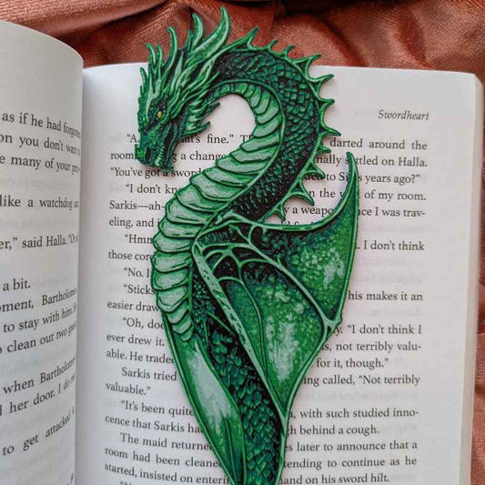 Emerald Dragon Bookmark Textured Fantasy Gift