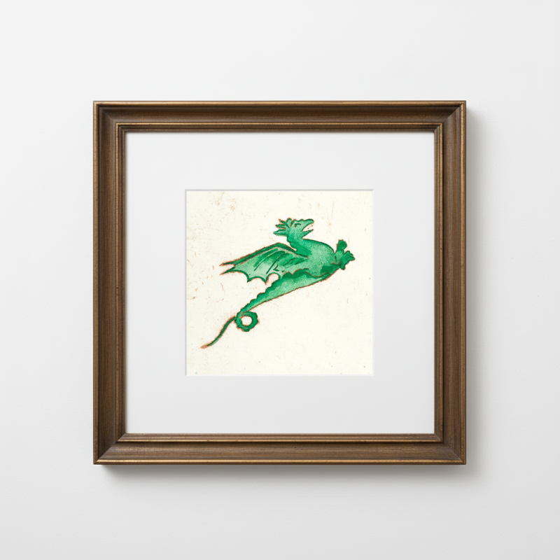 Emerald Dragon Marginalia Fine Art Print Archival Decor