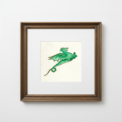 Emerald Dragon Marginalia Fine Art Print Archival Decor