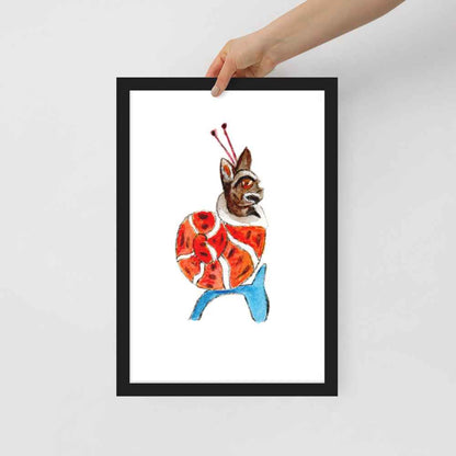 Medieval Snail Cat Framed Poster Ready to Hang Wall Art