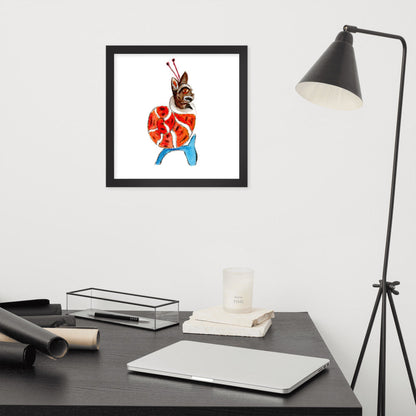 Medieval Snail Cat Framed Poster Ready to Hang Wall Art