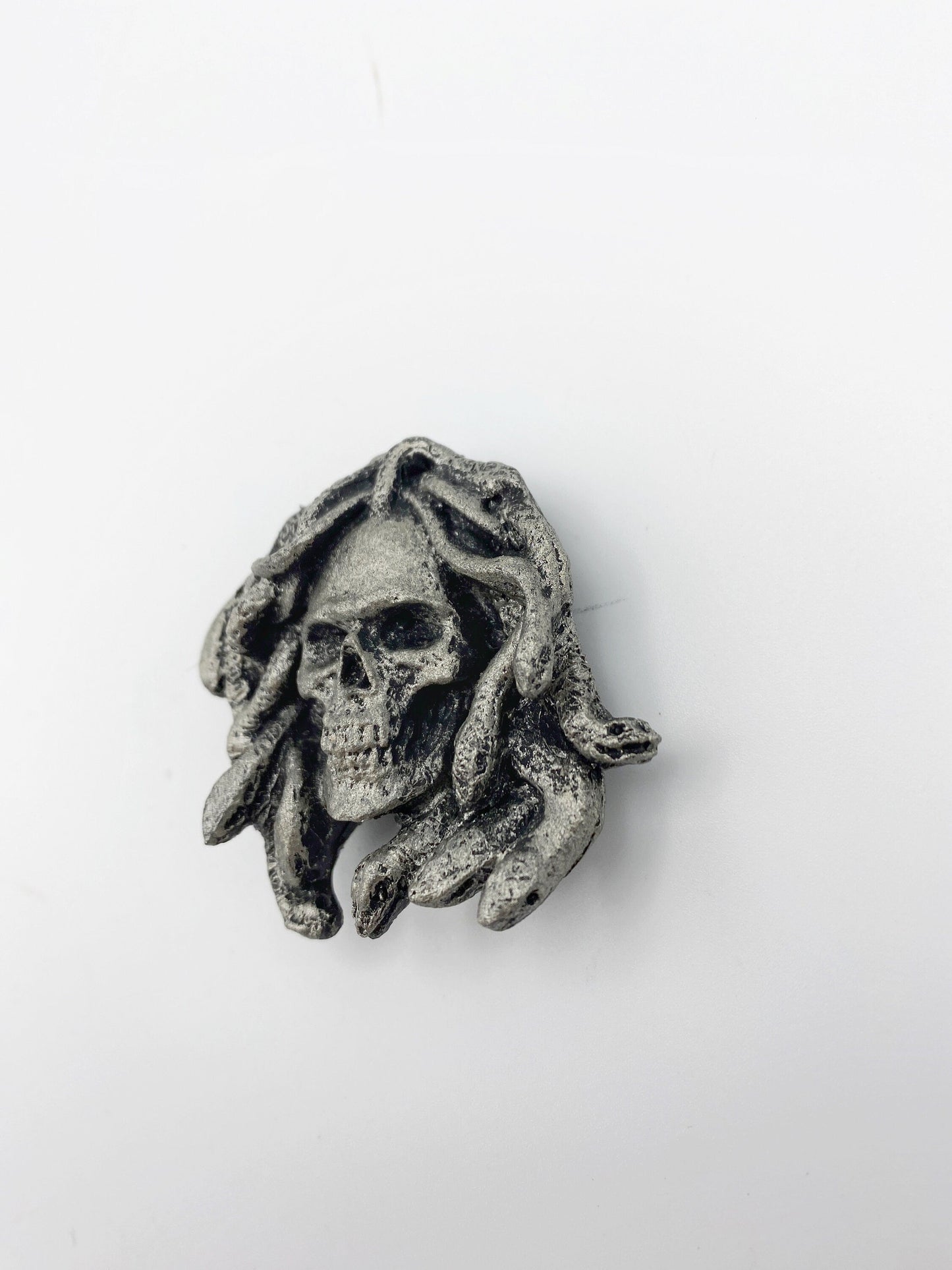 Medusa Skull Magnet, Hand Painted Resin Sculpture | Mythic Fantasy Decor | Medusa Skull Magnet for Fantasy and Gothic Decor