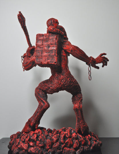 Krampus I Statue, Hand Painted Resin Sculpture, Red Finish | Mythical Creature Figurine | Unique Dark Christmas Demon, Gothic Folklore Decor