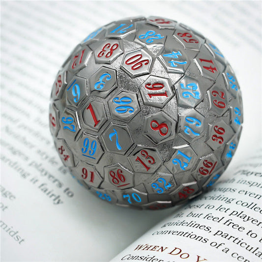 Black* Metal d100 w/ Red and Blue Numbers Dungeons and Dragons RPG