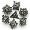 Vintage Silver Pinwheel Strengthened Metal 7-Dice Set | Metal DND Dice