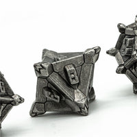 Vintage Silver Pinwheel Strengthened Metal 7-Dice Set | Metal DND Dice