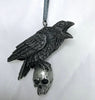 Raven Perched on Skull Ornament | Unique Gothic Home Decor | Resin Sculpture Poe's Raven, Literary Ornament Gift and Gothic Holiday Decor