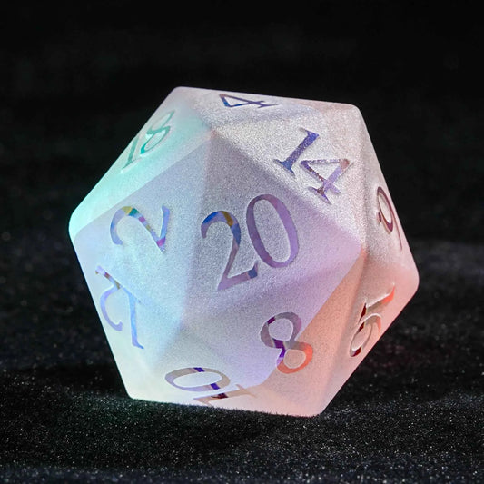 Fantasy Prism Stained Glass DND Dice Set — Opalescent Glass 7-Piece TTRPG Dice