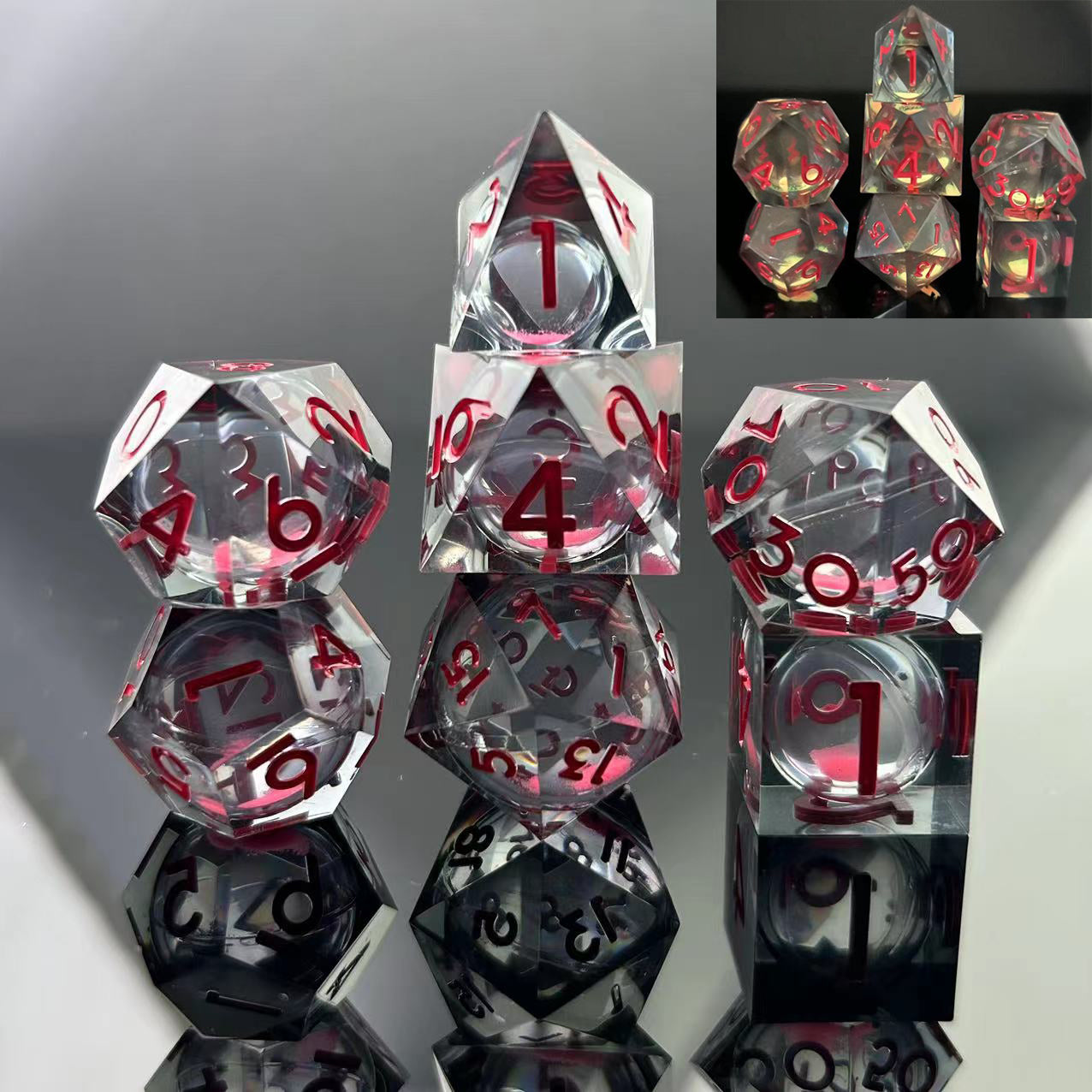 Sharp-Edged Glow in the Dark Liquid Core Dice