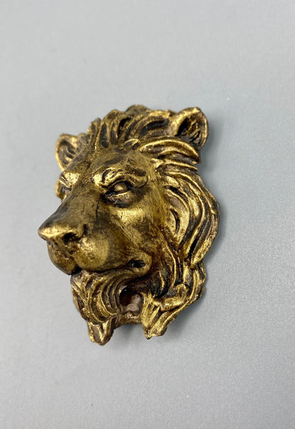 Lion's Head Magnet, Hand Painted Resin Sculpture | Mythic Fantasy Decor | Lion Magnet for Fantasy and Gothic Decor