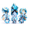 Black White Blend 7-Dice Mini-Dice RPG Set w/Blue Numbers Miniature Dice
