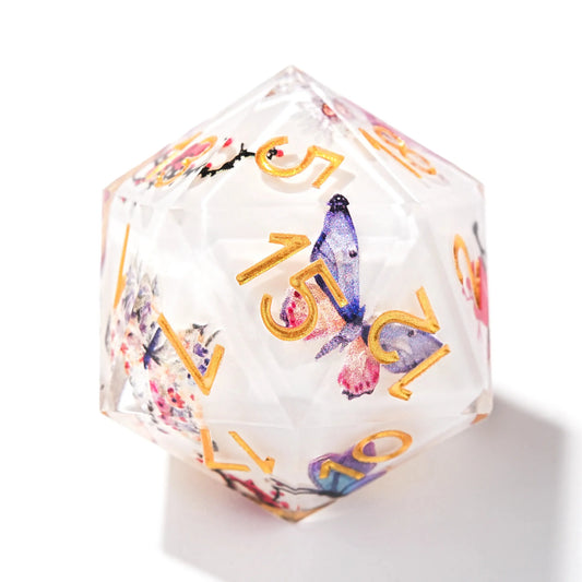 Flower and butterfly exquisite polyhedron resin dice set