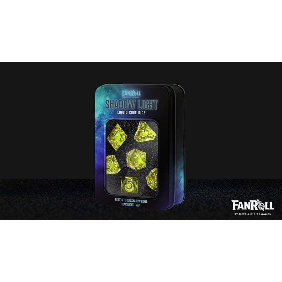 Fanroll: Shadow Light UV Reactive Elixir Liquid Core Dice Set