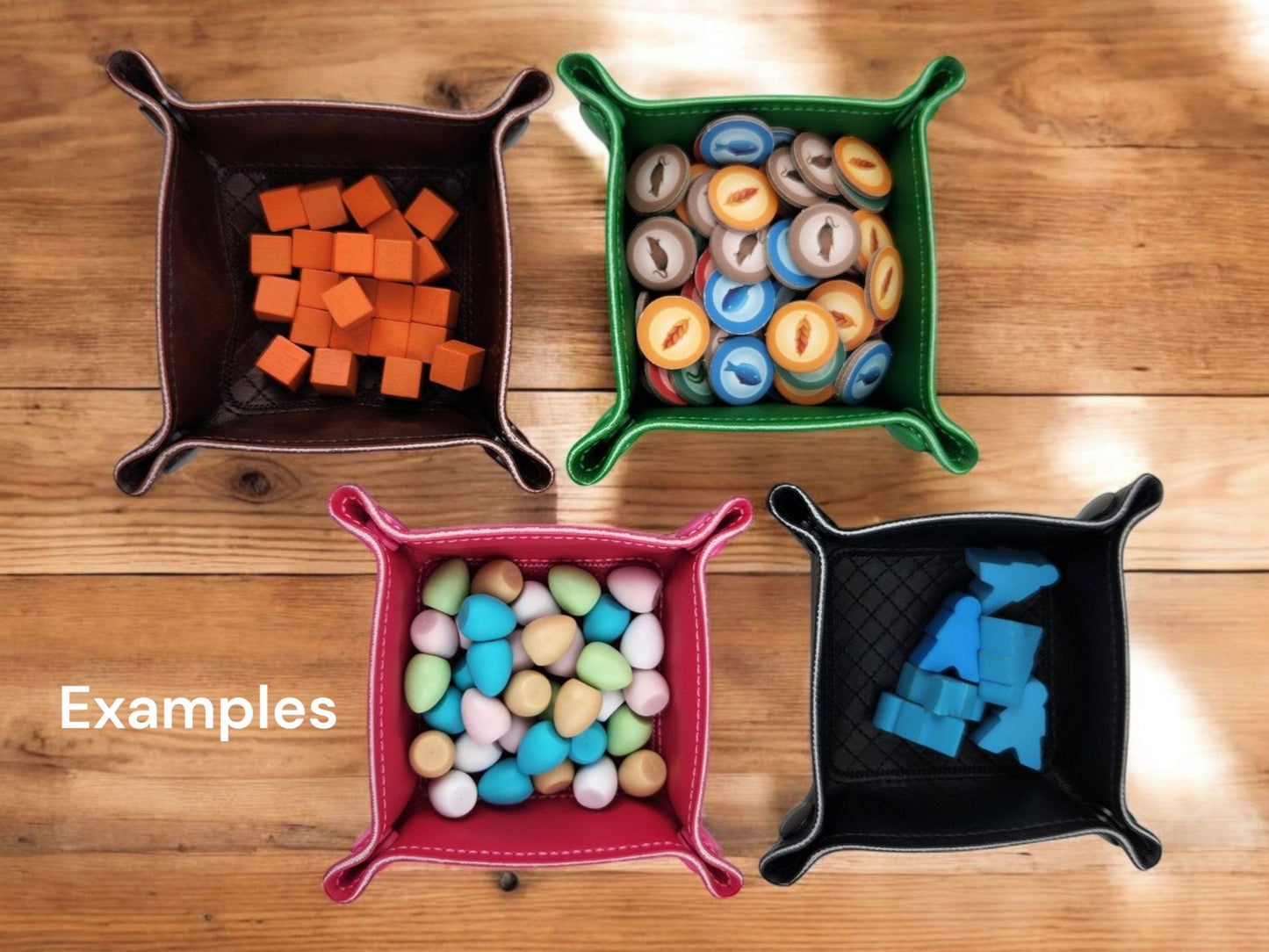 Game Piece Storage Trays — Set of 4 Collapsible Vinyl Trays